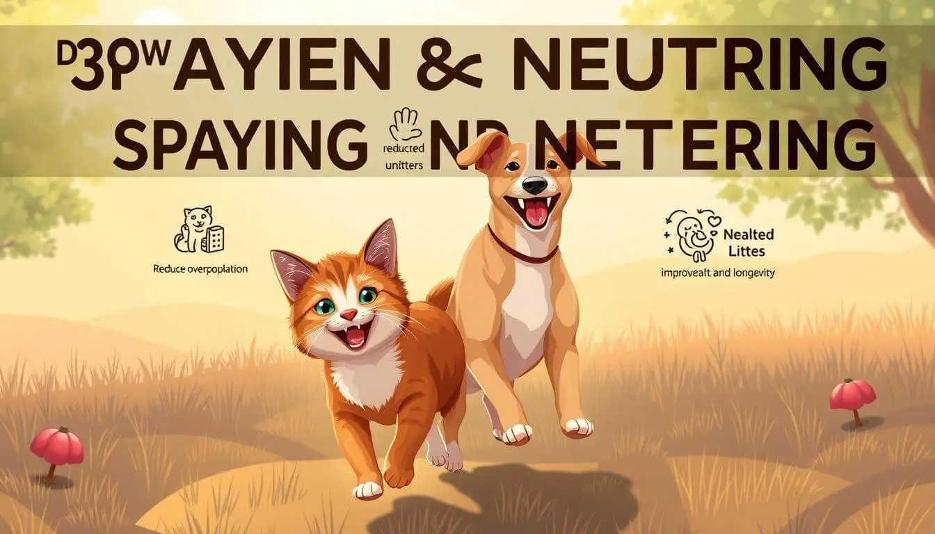 A happy dog and cat sitting together, symbolizing the health benefits of spaying and neutering.