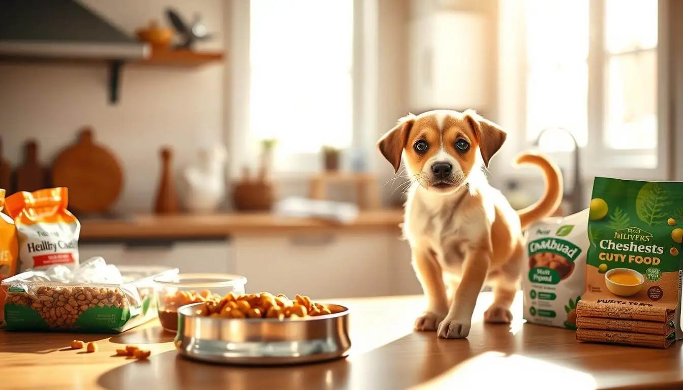 A cute puppy eating from a bowl, highlighting proper feeding tips for a healthy and balanced diet